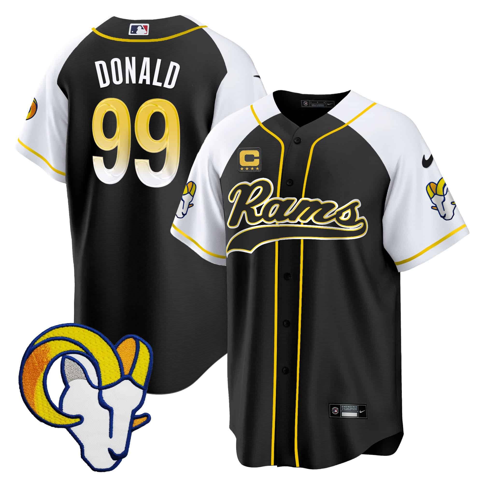 Men Los Angeles Rams #99 Donald Black 2024 Nike Baseball NFL Jersey